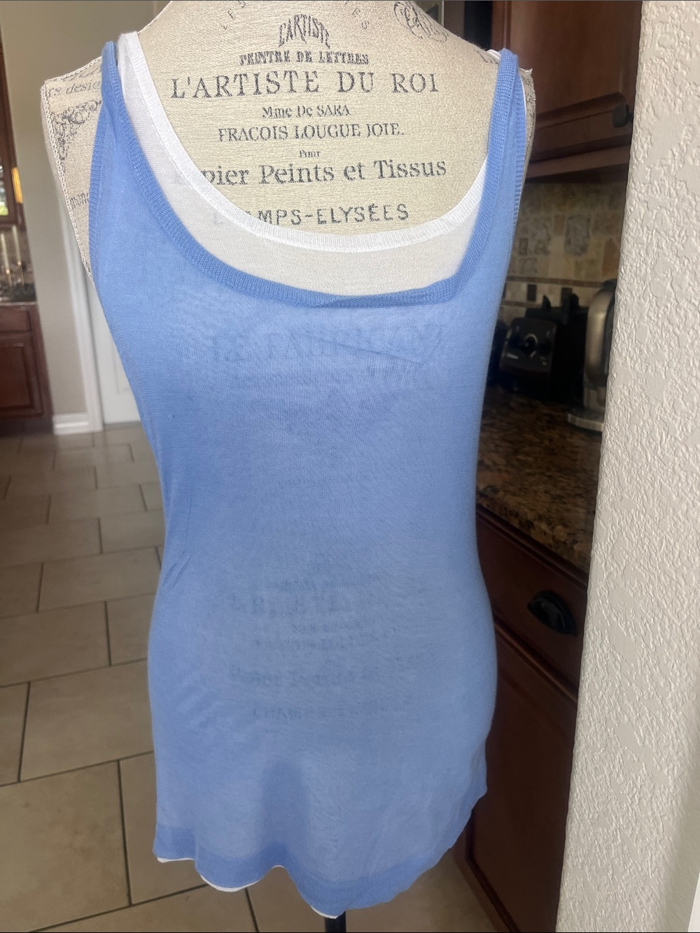 Michael Kors lightweight double layered tank top periwinkle blue & white. SM